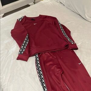 Nike Burgundy Tracksuit with Logo Accents